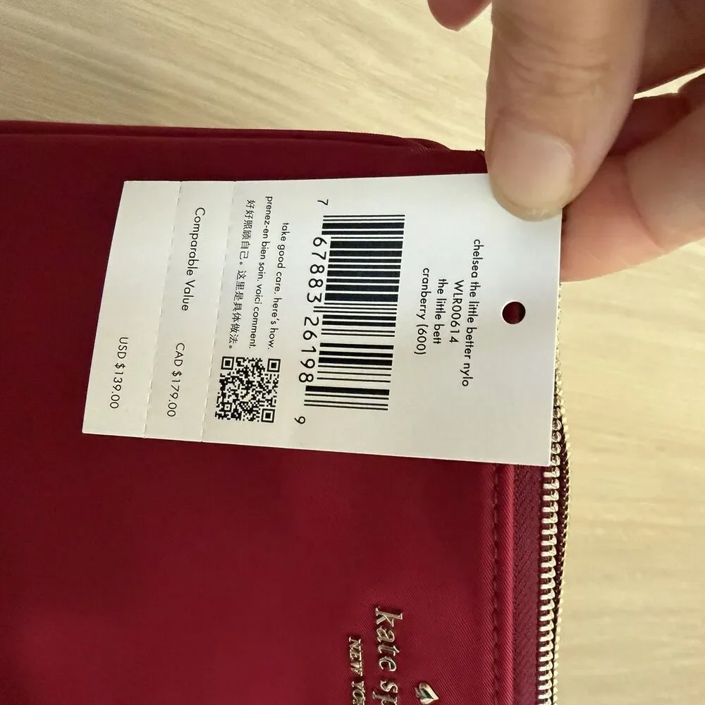 Kate Spade Chelsea The little Better Nylon Medium Wristlet Pouch Cranberry Red